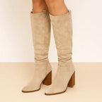 SUEVIA™ | SUEDE BLOCK HEEL BOOTS